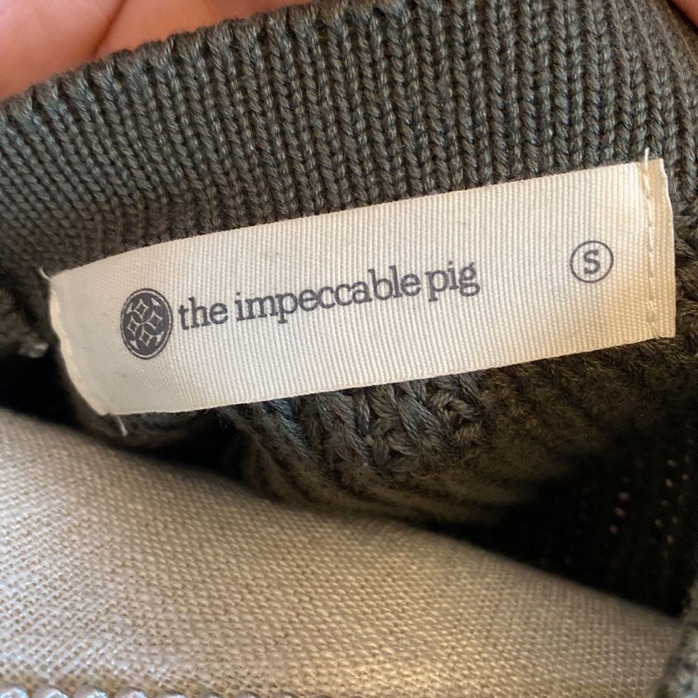 The Impeccable Pig Oversized Tunic Tie Neck Knit Sweater Olive Small - Picture 7 of 10